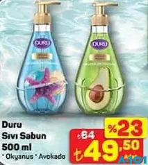 DURU SIVI SABUN 500 ML fiyat ve kampanya bilgisi